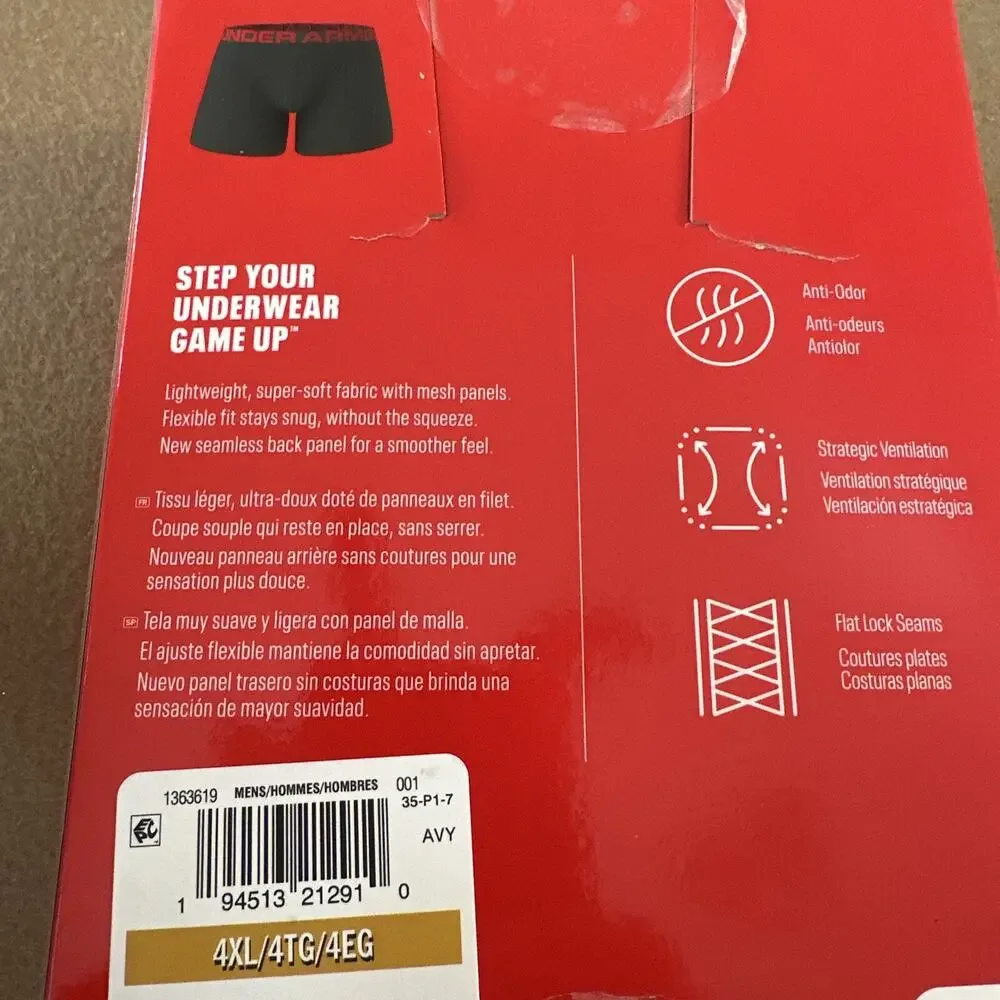 Under Armour Men's Tech 6-inch Boxerjock (2 Pack) 4XL Blacks